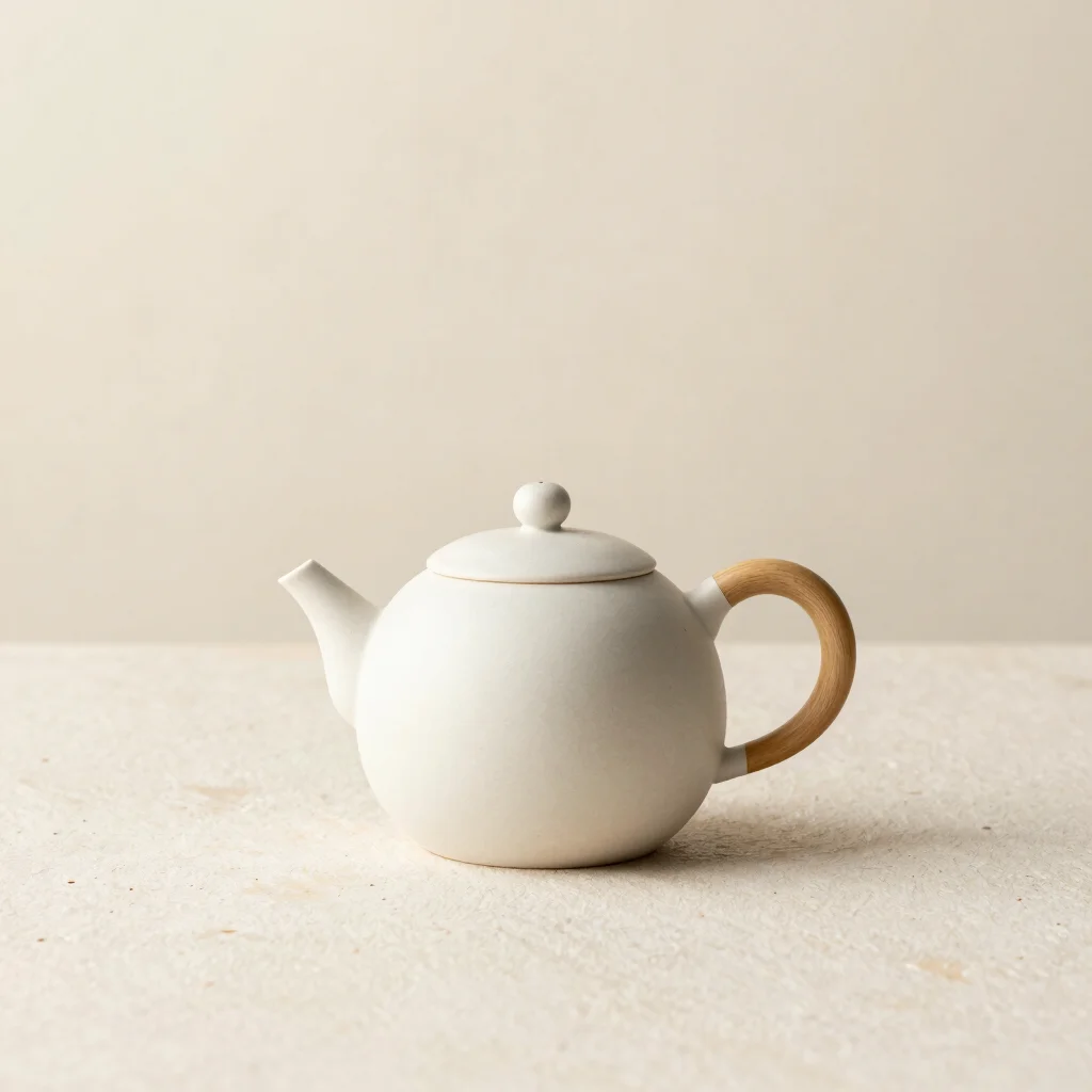 Oak & Ceramic Teapot