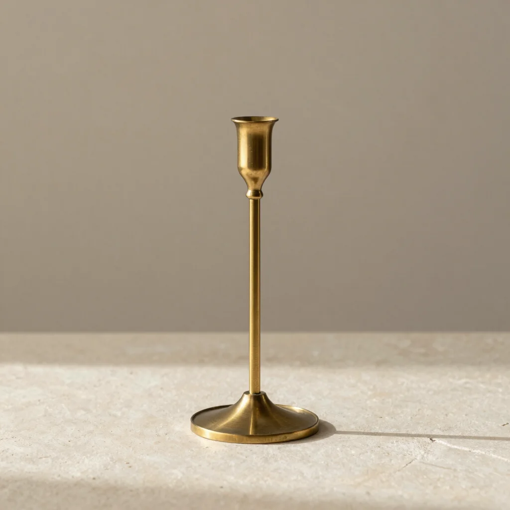 Sculptural Cast Brass Candleholder