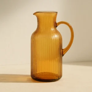 Ribbed Amber Glass Carafe
