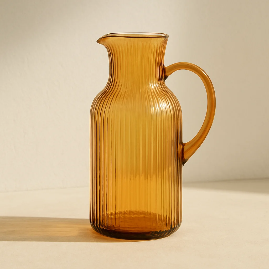 Ribbed Amber Glass Carafe